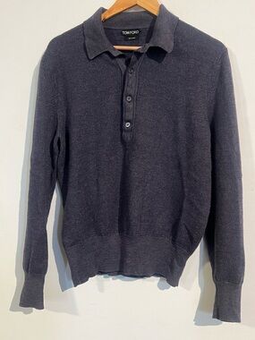 Tom ford purple cashmere wool knit polo sweater size 50